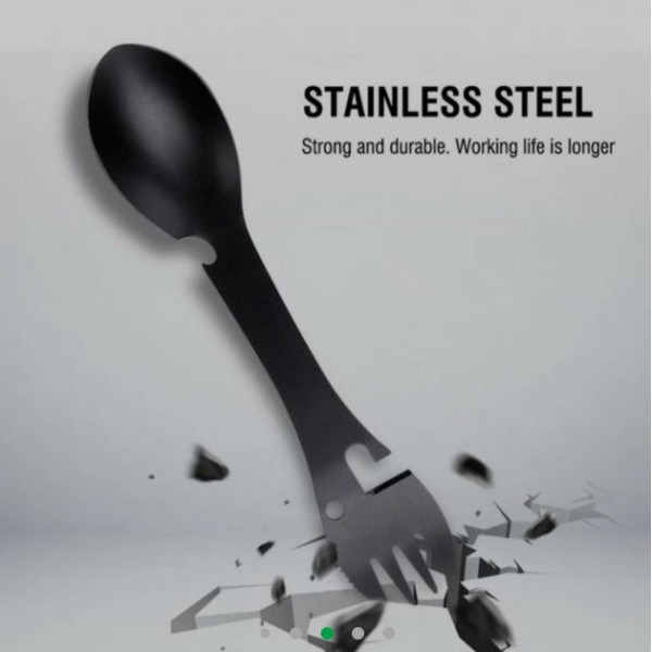 Туристичний набір столових приладів 5 в 1 похідна дорожня Ложка Вилка Ніж кишенькова відкривачка для консервів